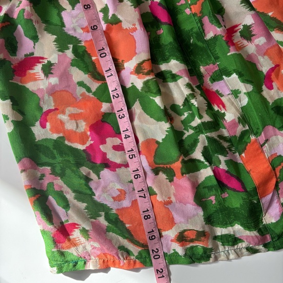 Rungolee || Katarina Silk Blouse High Neck Ruffle in Monet Multi Floral Pink M - Picture 7 of 9